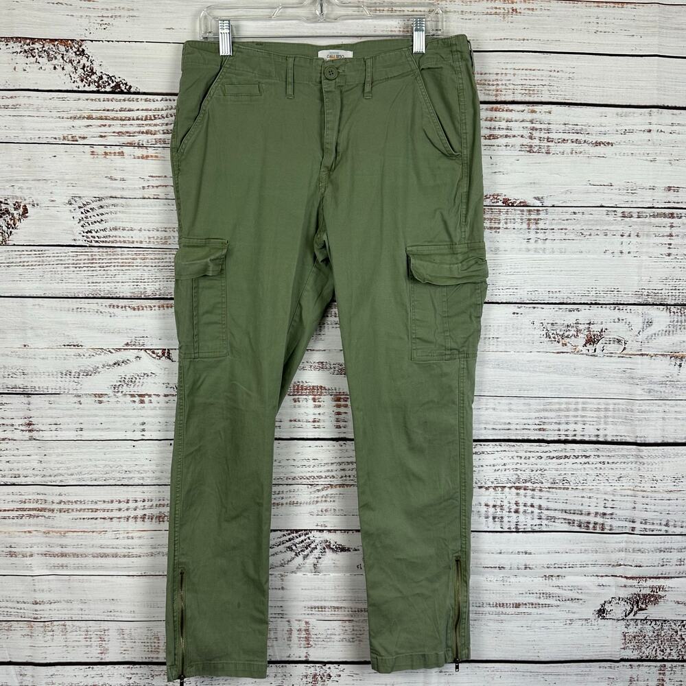 Cali 1850 Olive Green Cotton Utility Casual Cargo Pants Zip Ankle Womens Size 11